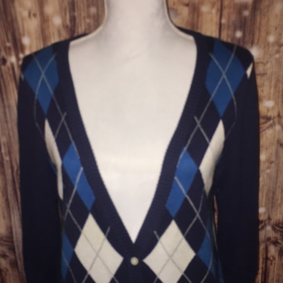 Aeropostale LG Argyle V-Neck Button Up Cardigan - Picture 2 of 5